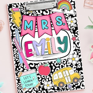 Custom Teacher Name Clipboard, Back To School Gift for Teacher, Composition Notebook Clipboard, Elementary Teacher Gift, 1st Day of School