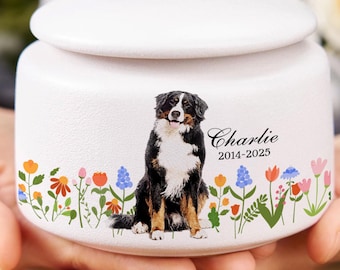 Custom Pet Portrait Ceramic Urn Box for Ashes, Pet Memorial Gifts, Personalized Pet Urn, Loss Of Pet Gifts, Dog Cat Owner Sympathy Gifts