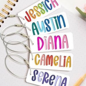 Kids Backpack Keychains Bag Tags, Personalized Backpack Name Tags, Back To School Gift for Toddler Kid, Diaper Bag Name Tag, Lunch Box Tag