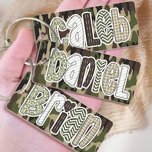 Custom Camo Boy Keychain, Boys School Backpack Name Tag, Custom Name Tag, Back To School Gifts, Water Bottle Name Tag, School Label Tag