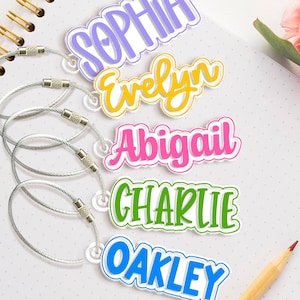 Custom Backpack Keychain Name Tag for Kids, Acrylic Name Tag, Diaper Bag Tag, Lunch Box Tag, Back To School Gift, Toddler School Keychain