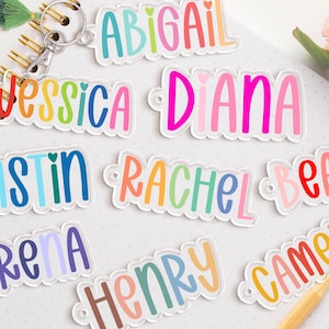 Custom Kid Name Keychain Tag, Back To School Backpack Name Tag, Diaper Bag Tag, Kids Luggage Tag, Personalized Name Tag, Kids Name Keychain