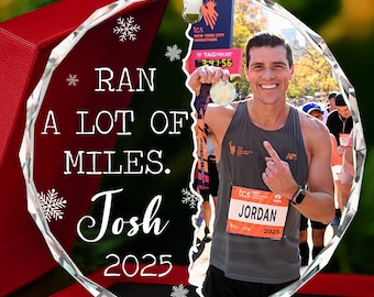 Marathon Runner Christmas Ornament 2025: Ran a Lot Of Miles, Custom Running Photo Keepsake, Cross Country Runner Gift, Half Marathon