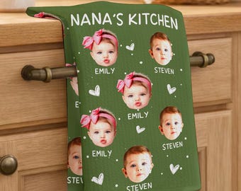 Custom Baby Face Hand Towel, Nana Kitchen Towel, Mothers Day Gift 2026, Mimi, Nanny, Grandma, Nanny, Mamaw Presents