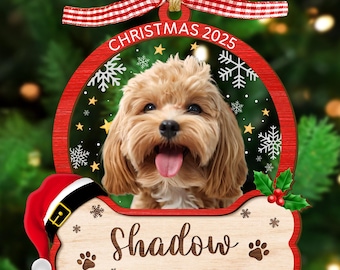 Custom Dog Photo Ornament for Christmas Tree: Dog First Christmas, Dog Owner Gift