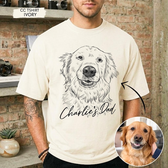 Custom Dog Dad Photo Shirt, Personalized Pet Lovers Shirt, Dog Mom Birthday Gift, Fathers Day Gift, Pet Portrait Gift, Gift For Husband