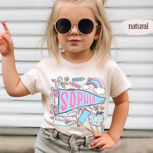 Pennant Name School Shirt for Kids, Cute Back To School Girls Shirt, Girls School Shirt, First Day Of School Tee, Toddler First Day Tee image 8