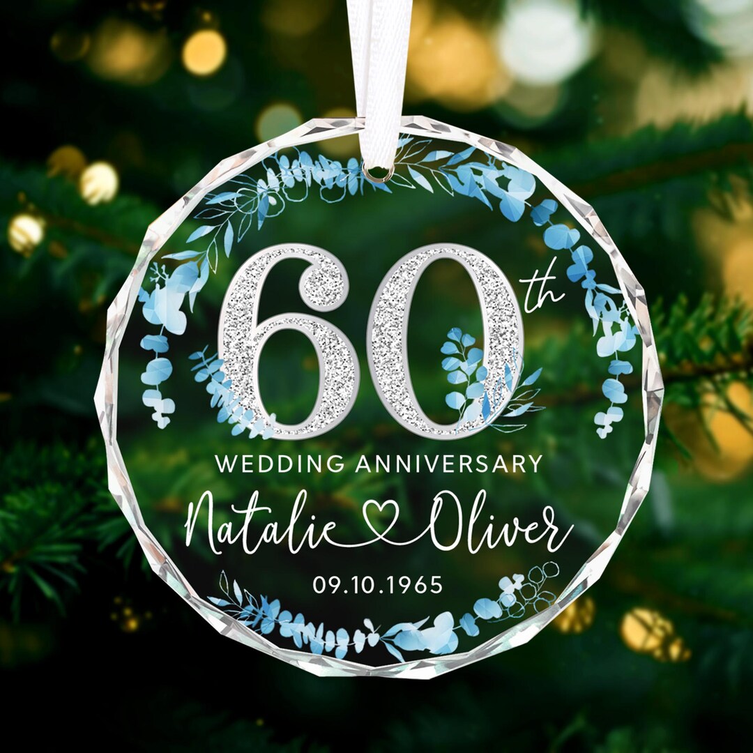 60th Key Personalized 60th Anniversary Glass Ornament: Diamond Wedding Gift - Etsy