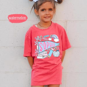 Pennant Name School Shirt for Kids, Cute Back To School Girls Shirt, Girls School Shirt, First Day Of School Tee, Toddler First Day Tee image 9