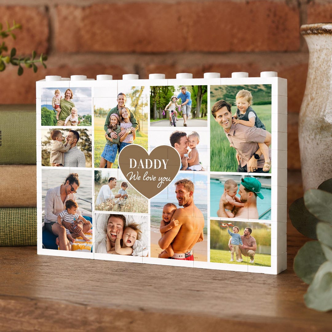 Custom Photo Collage Building Block for Dad, Fathers Day Puzzle Gift ...