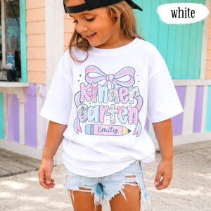 Custom Back To School Shirt For Kids: Cute Kindergarten Girl Shirt, Preppy Coquette School Tee, Girl First Grade Tee, 1st Day Of School Gift image 9
