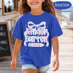 Custom Back To School Shirt For Kids: Cute Kindergarten Girl Shirt, Preppy Coquette School Tee, Girl First Grade Tee, 1st Day Of School Gift image 13