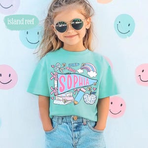 Pennant Name School Shirt for Kids, Cute Back To School Girls Shirt, Girls School Shirt, First Day Of School Tee, Toddler First Day Tee image 4