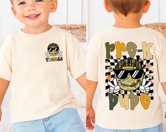 PreK Boy First Day of School Shirt, Back To School Gift for Toddler Boy, Custom Kid Name School Shirt, Kindergarten Shirt, Camo School Tee