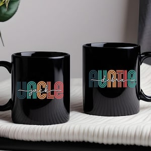 Custom Pregnancy Reveal Mug for New Aunt and Uncle, Aunt and Uncle Pregnancy Announcement, New Auntie New Uncle Gift Mug Set, New Uncle Mug