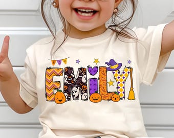 Cute Kids Halloween Shirt, Custom Name Halloween Toddler Tee, Personalized Halloween Name Shirt for Kids,Toddler Spooky Tee Shirt With Name