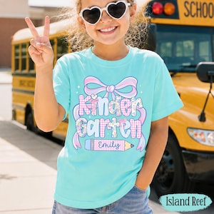 Custom Back To School Shirt For Kids: Cute Kindergarten Girl Shirt, Preppy Coquette School Tee, Girl First Grade Tee, 1st Day Of School Gift image 10