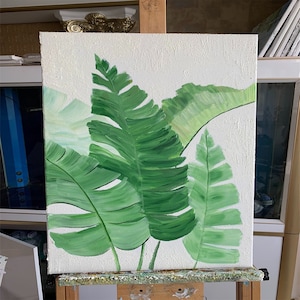Hand-Painted Leaf Oil Painting - Nature-Inspired Art Original Leaf Oil Painting - Botanical Wall Art