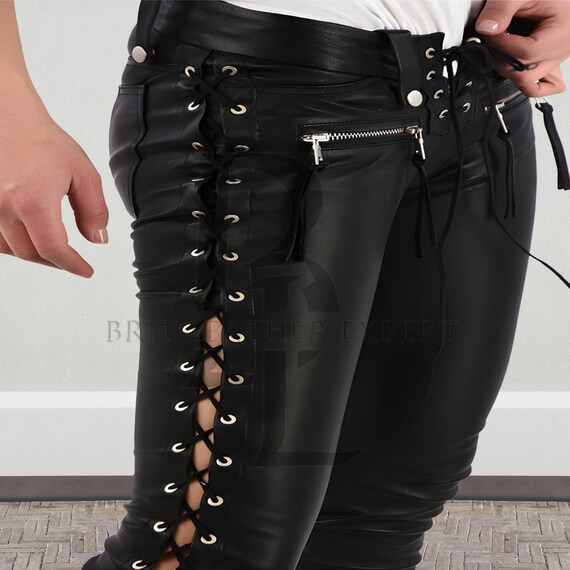 Tie up leather pants discount
