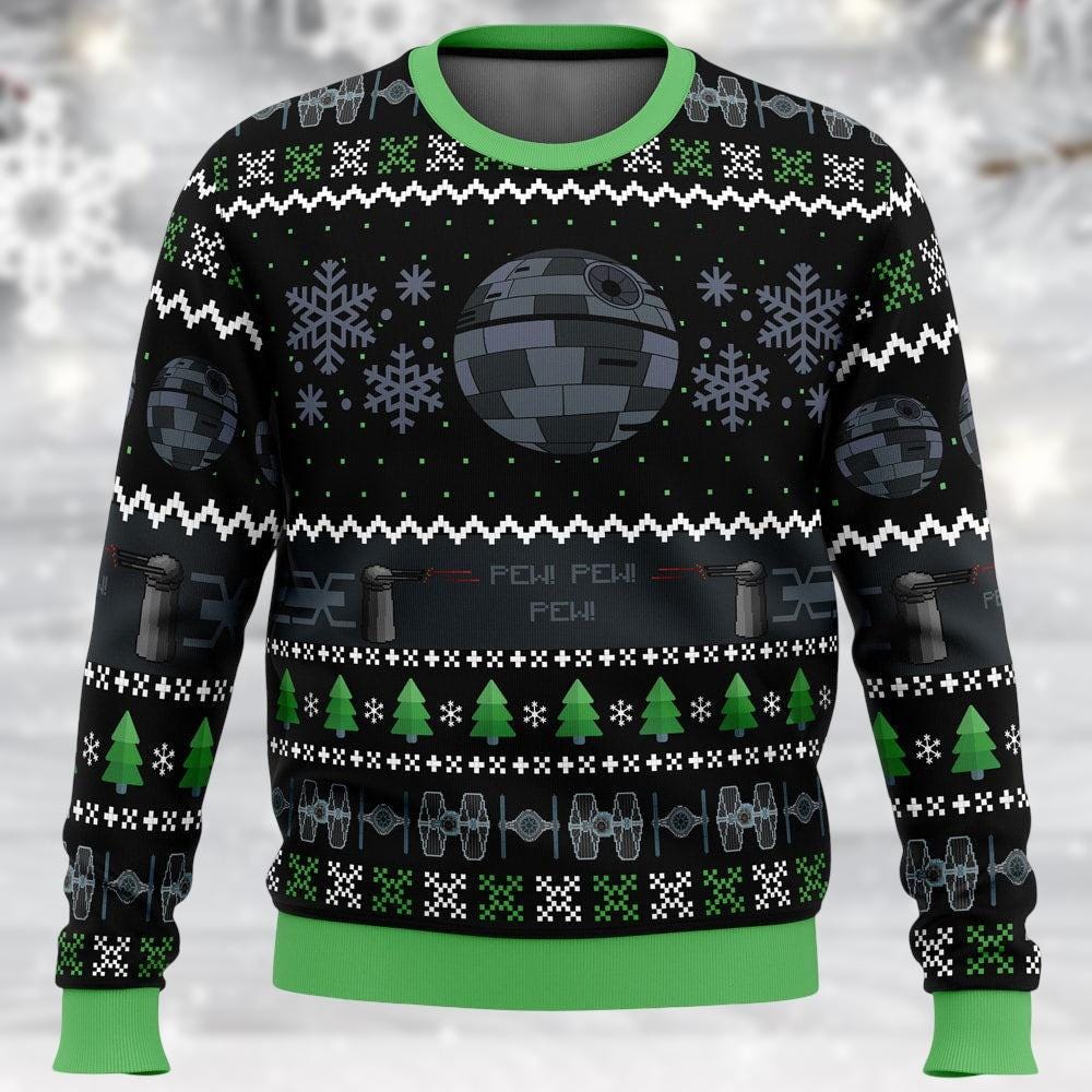 Discover Star Wars Ugly Christmas Sweater, Vintage Death Star Holiday Sweatshirt for Men