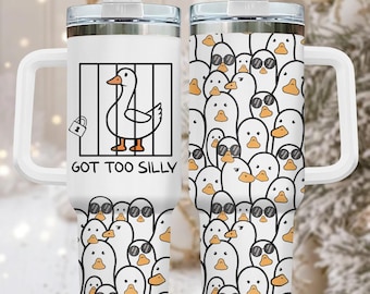 Duck Humor 40oz Tumbler, Cute Stainless Tumbler With Handle, Fun Coffee Cup Gift For Her, Holiday Drinkware For Travel, Christmas Gift
