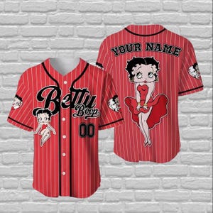 Personalized Betty Boop Baseball Jersey, Sassy Girl Jersey, Cartoon Movie Baseball Shirt, Betty Boop Gift, Custom Name Shirt