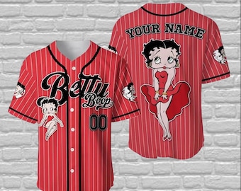 Personalized Betty Boop Baseball Jersey, Sassy Girl Jersey, Cartoon Movie Baseball Shirt, Betty Boop Gift, Custom Name Shirt