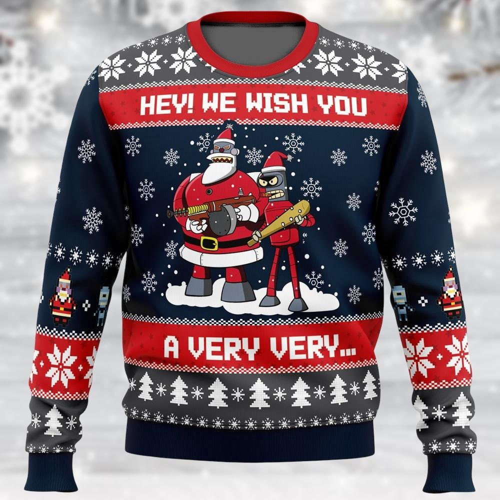 Discover Futurama Ugly Christmas Sweater, Robot Santa Sweater, Men's Futurama Winter Sweater, Xmas Sweater