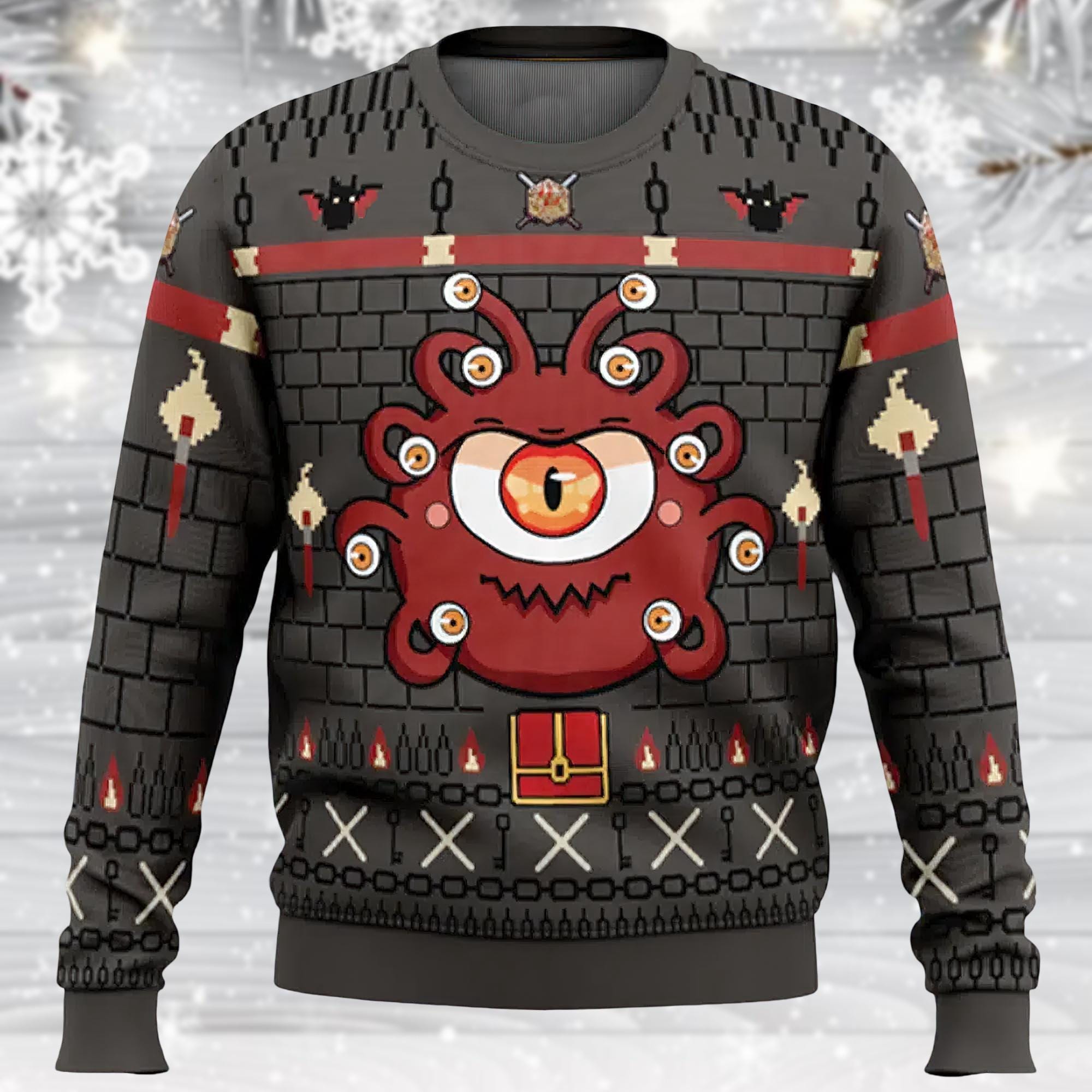 Discover Dungeons and Dragons Ugly Christmas Sweater, DnD Sweaters, Beholder Sweater, DnD Christmas Sweaters, Men Women Dungeon Master Sweater Xmas