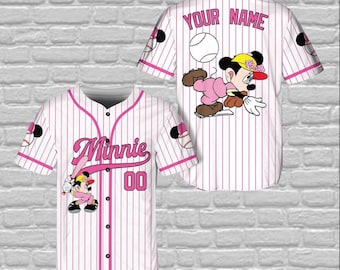 Personalized Minnie Mouse Baseball Jersey, Mickey And Friends Matching Outfit, Disney Character Jersey, Disneyland Group Shirt