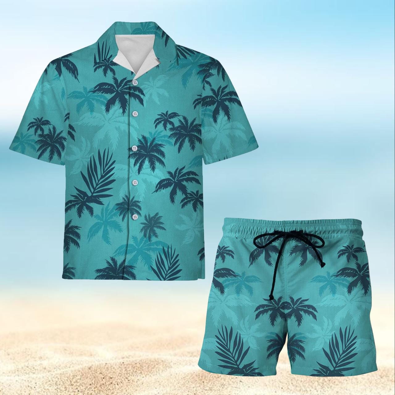 Chemise Hawaïenne V.H.O. Pour Homme - Motif Perroquets Palmiers, 100% Terivoile, Vert, Taille L