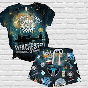Pigiama Supernatural, maglietta e pantaloncini della serie TV Supernatural, maglietta dei fratelli Winchester, pigiama natalizio Wibbly Wobbly Timey Wimey