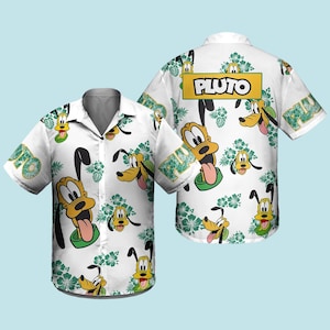 Camiseta hawaiana de Pluto, camiseta de vacaciones de Pluto de Disney, camiseta de playa tropical, camiseta del Reino Mágico, camiseta divertida de Pluto con dibujos animados