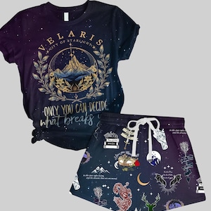 Velaris Acotar Pajamas, City Of Starlight Tshirt Shorts, Sarah J Maas Women Pajamas, The Night Court Shirt, Book Lover Gift