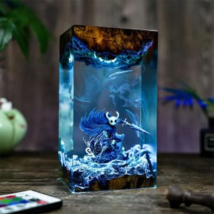 Hollow Knight Resin Lamp, Anime Night Light, Handcrafted Gift, Creepy Gothic Table Decor