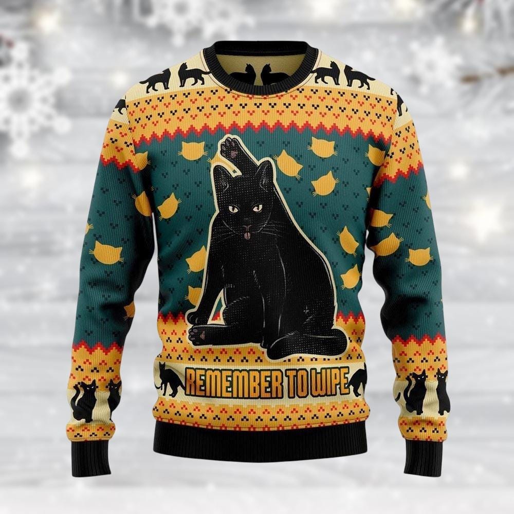 Discover Black Cat Ugly Christmas Sweater, Funny Cat Sweater for Cat Lovers, Holiday Seasonal Gift