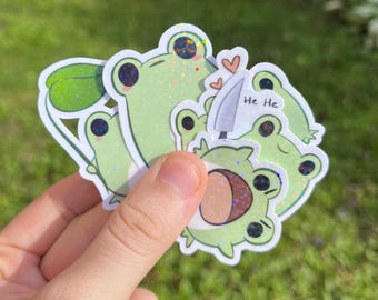 Stickers kikkers - grappige, waterdichte vinylstickers voor laptop, bidon en scrapbooking
