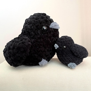 JUMBO Crochet Raven plush | Goth home decor | Desktop Crow friend | Witchy stuffy