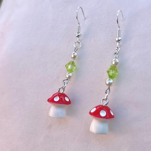 Mushroom Dangle earrings Nature Lover Gift Cute Earrings Unique Gift Idea Nature Inspired Gift for Mushroom Lover Forest Fairycore acessory