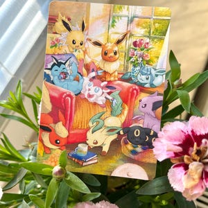 Carta inspirada em Pokémon Eeveelution para sua coleção! Peça de colecionador - Sylveon, Umbreon, Vaporeon, Glaceon, Espeon, presente nerd