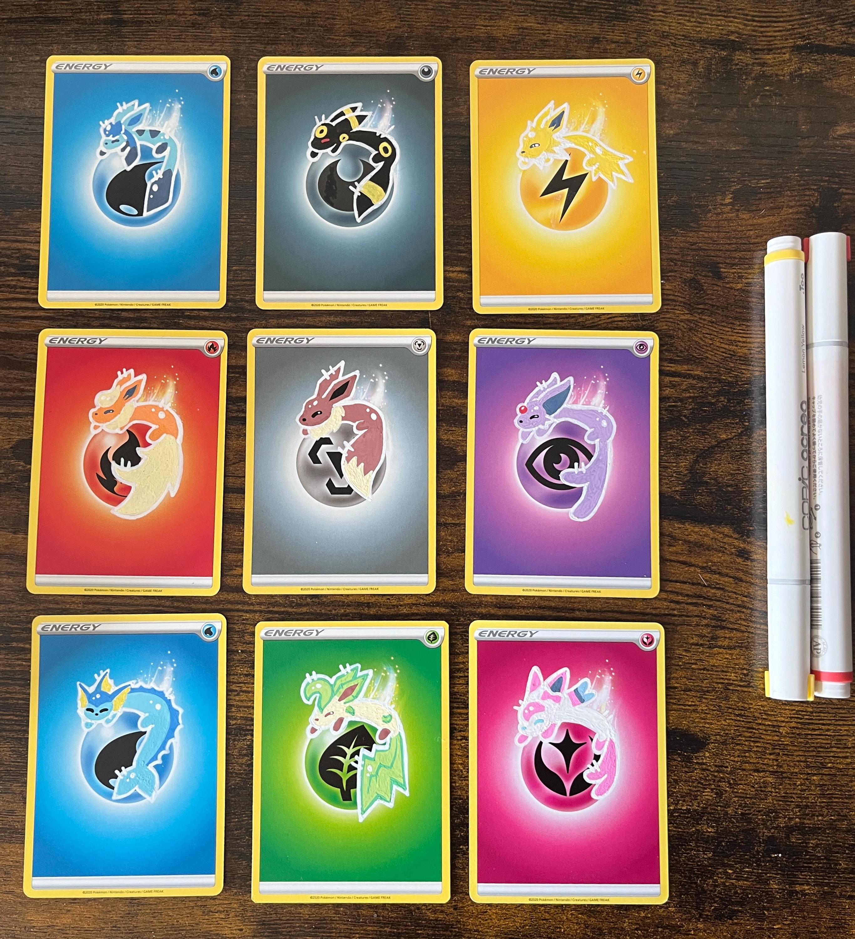 Eeveelution Proxy Cards, Handpainted Painting on Energy Card Collection -  Etsy
