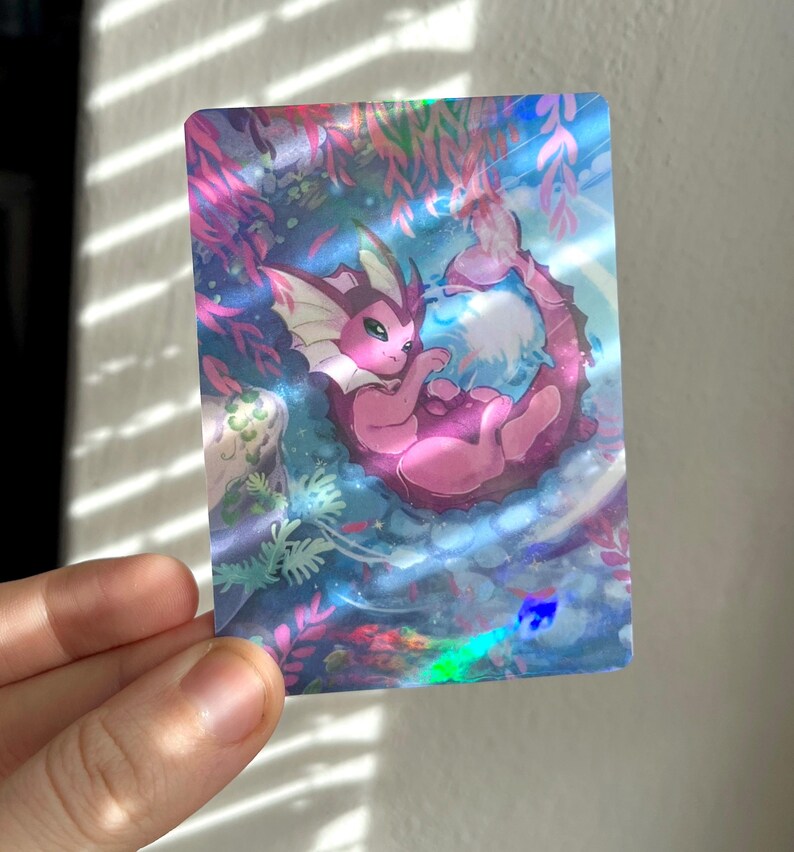 Vaporeon fullart card | Collector piece tcg, unique artwork, proxy card, Eeveelution inspired water fox Shiny
