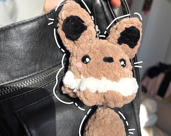 Eevee keychain plush, Pkmn inspired brown fox eeveelution plushy toy, pokeplush gift, gamer gift