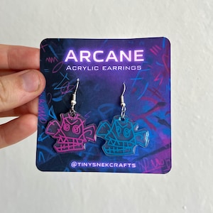 Arcane Jinx Earrings: Handmade Stainless Steel League of Legends Gamer Gift