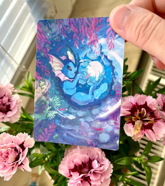 Vaporeon fullart card | Collector piece tcg, unique artwork, proxy card, Eeveelution inspired water fox