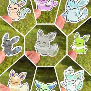Op Eeveelution geïnspireerde stickers | Sylveon, Umbreon, Vaporeon, Glaceon, Espeon, kousvuller | Glanzende versies beschikbaar afbeelding 2