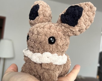 Eevee plush, crochet brown fox eeveelution inspired plushy toy, pokeplush gift