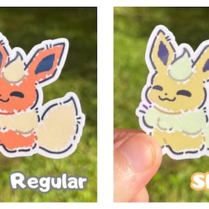 Op Eeveelution geïnspireerde stickers | Sylveon, Umbreon, Vaporeon, Glaceon, Espeon, kousvuller | Glanzende versies beschikbaar Flareon