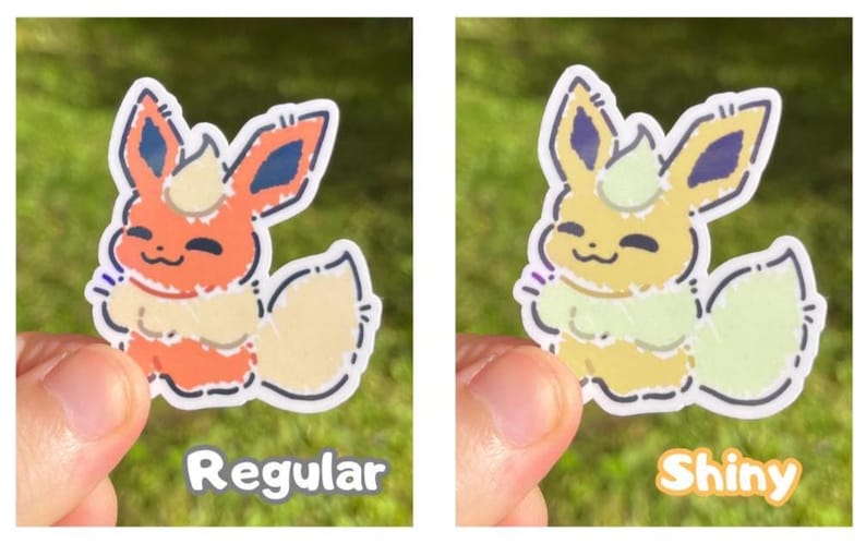 Op Eeveelution geïnspireerde stickers | Sylveon, Umbreon, Vaporeon, Glaceon, Espeon, kousvuller | Glanzende versies beschikbaar Flareon