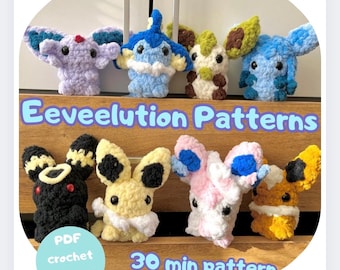 Patrón de crochet Eeveelutions: 8 patrones en PDF, patrón de mercado rápido y diminuto